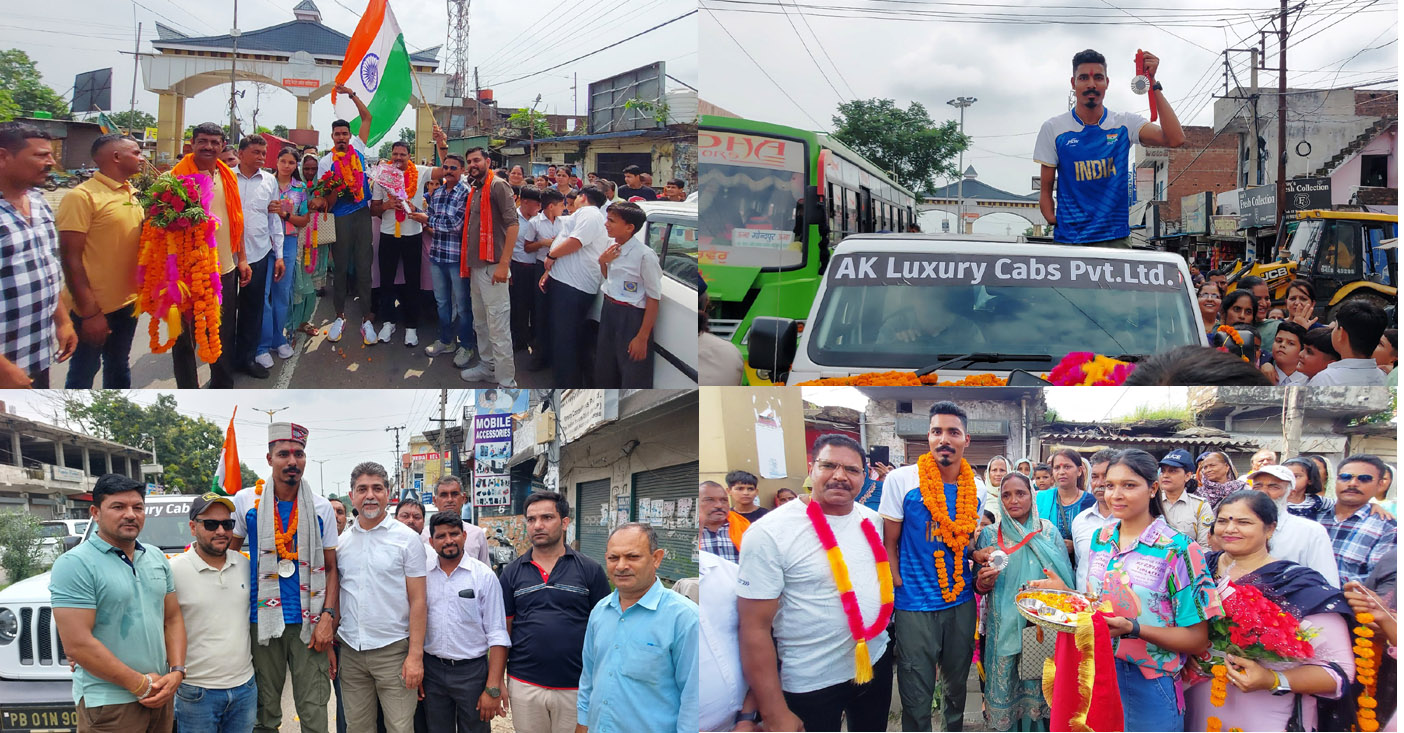 Star para athlete Nishad received a warm welcome on reaching Una